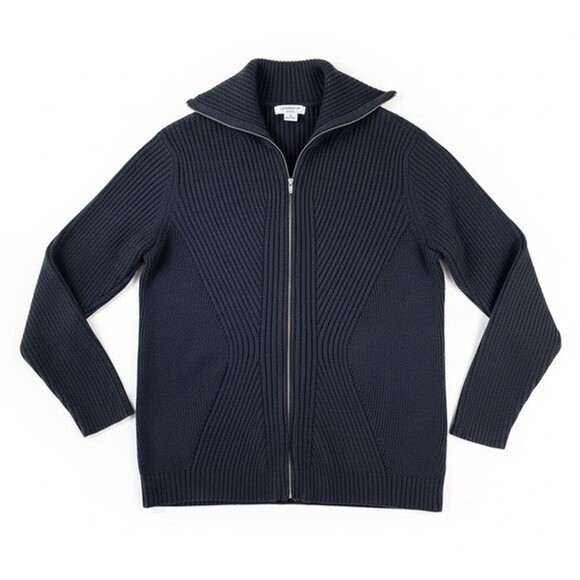 Liz Claiborne Sweaters - Liz Claiborne Woman Full-Zip Ribbed Knit Sweater 3x Navy Blue